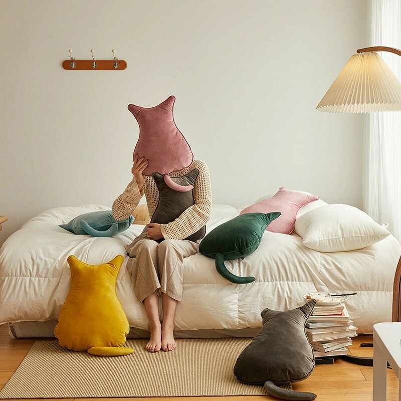 48*38cmぬいぐるみ 寝枕 枕 抱き枕 おもちゃ ねこ 可愛い ぐるみ もちゃ クッション だきまくらぬいぐるみ 大きい癒し極上肌触り 柔らかい インテリア 6色