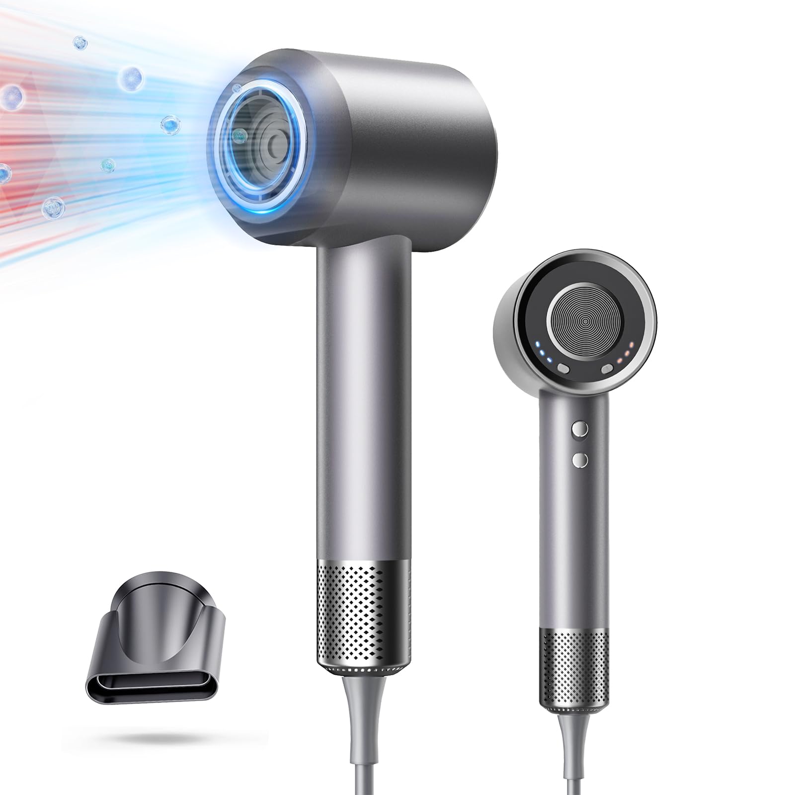 【斬新デザイン3億イオンワンタッチ冷風】 ドライヤー 1300W超大風量 速乾 ヘアドライヤー スマート ブラシレスDCモーター 温冷風ワンタッチ切替 美髪 ヘアケア 12種類の風モード NTC温