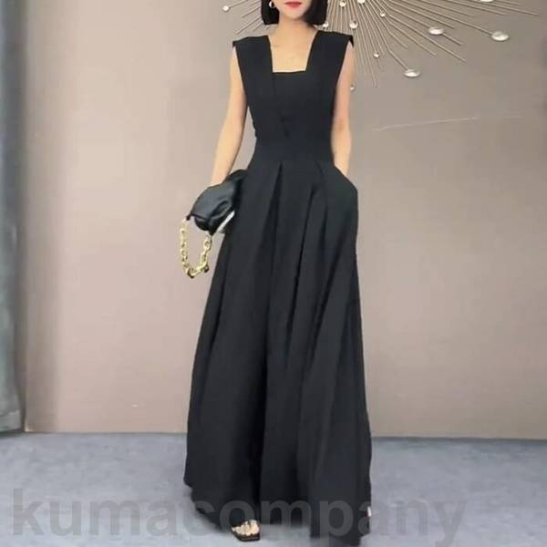 サロペット オールインワン コンビネゾン ワンピース レディース エレガント きれいめ カジュアル おしゃれ ノースリーブ 大人 可愛い フェミニン ロング丈 かっこいい シンプル 韓国 体型カバー