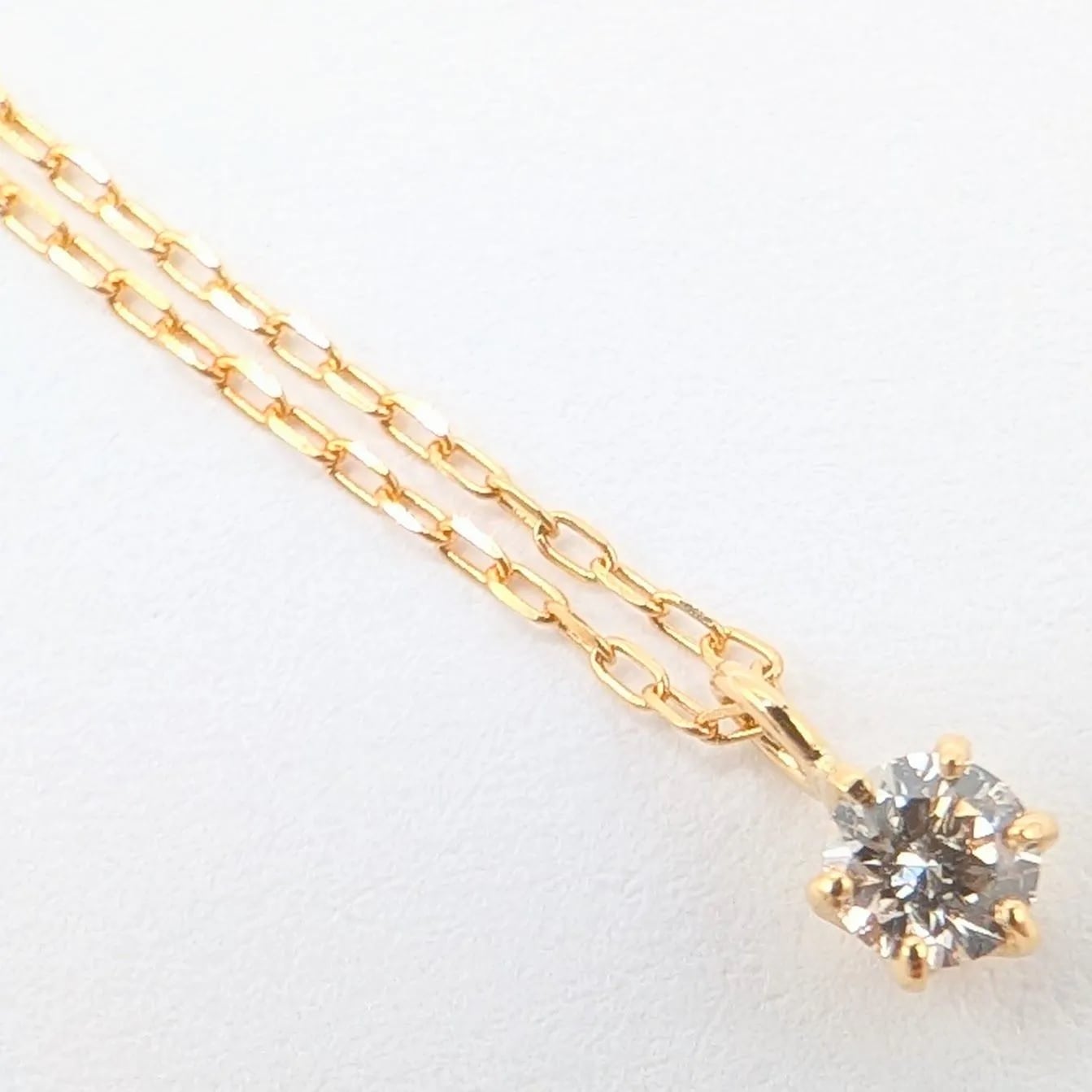 【新品仕上済】1P ダイヤモンドネックレス K18YG-0.7g D：0.1ct シンプル プチ イエローゴールド