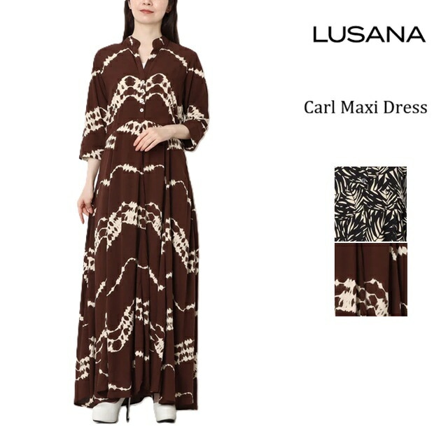 LUSANA ルサナ ワンピース レディース 26SS レーヨン100% フレア 冷感 涼し気 袖 26SS リゾート