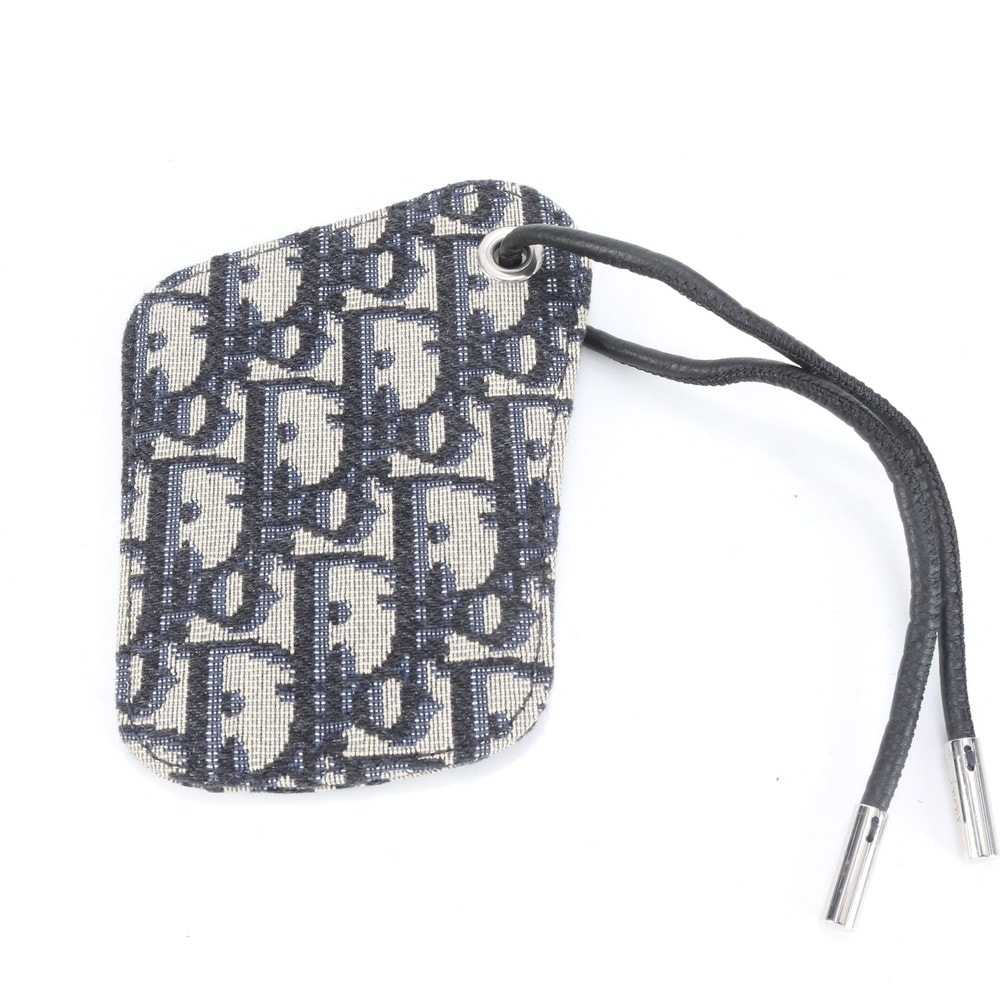 極美品 オブリーク レザー×キャンバス パスケース 名刺入れ 二つ折り 財布 小銭入れ コンパクト ウォレット ラウンドファスナー コインケース メンズ レディース RUE CQ1-7 中古