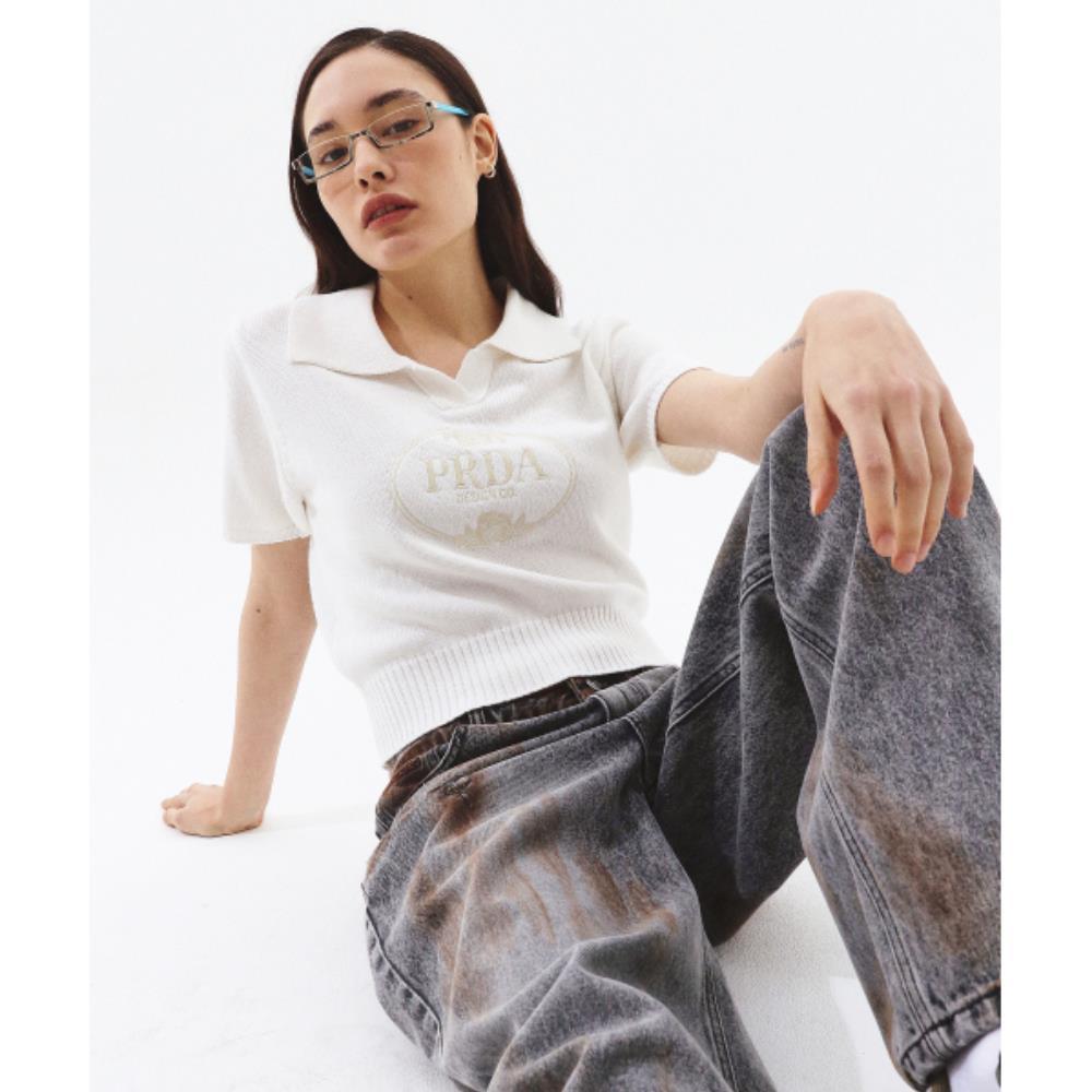 PRENDA COLLAR SHORT SLEEVE KNIT IVORY PRTFSSKT03WI4 6,664円