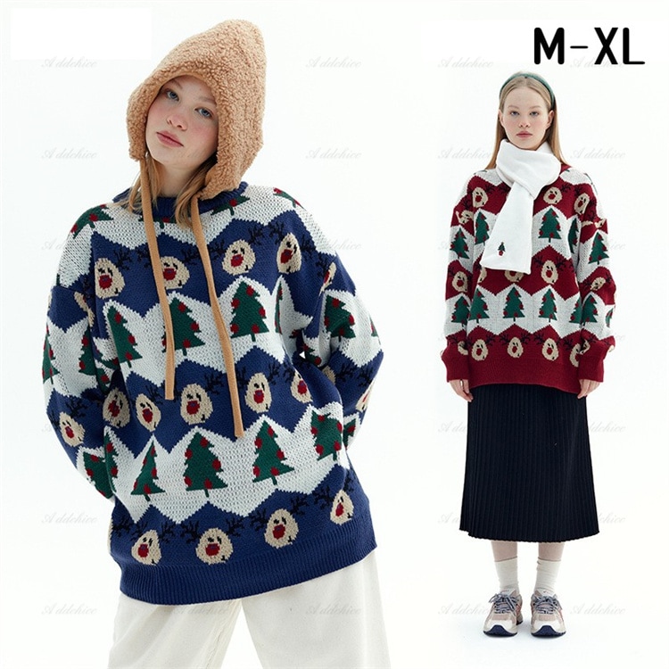 セーター クリスマス ニットセーター 男女兼用 レディース メンズ レジャー セーター ペアルック カップル サンタクロース 親友 ニット クリスマス風 秋冬 ニット 厚手 可愛い 暖かい 20代 3