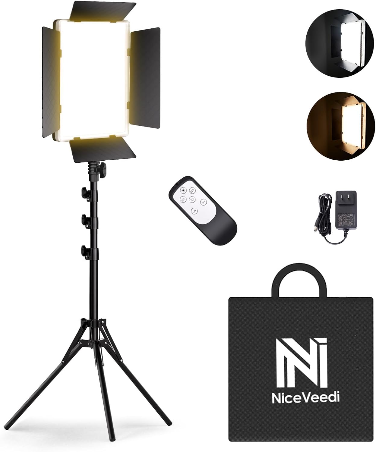 LEDビデオライト 撮影用 カメラライト 調光調色 三脚付き