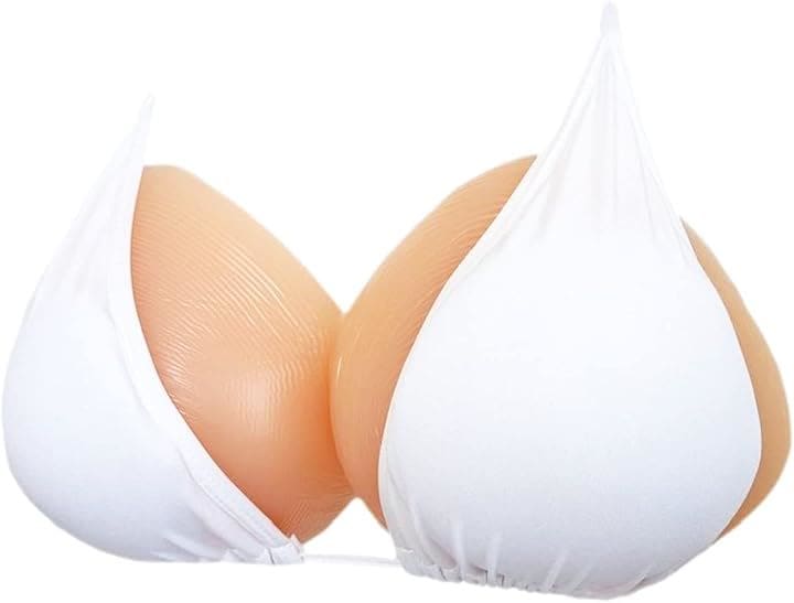 三角形 乳癌パッド シリコン 人工乳房 左右2個セット 胸パッド(肌色, Free Size(400グラムx2))