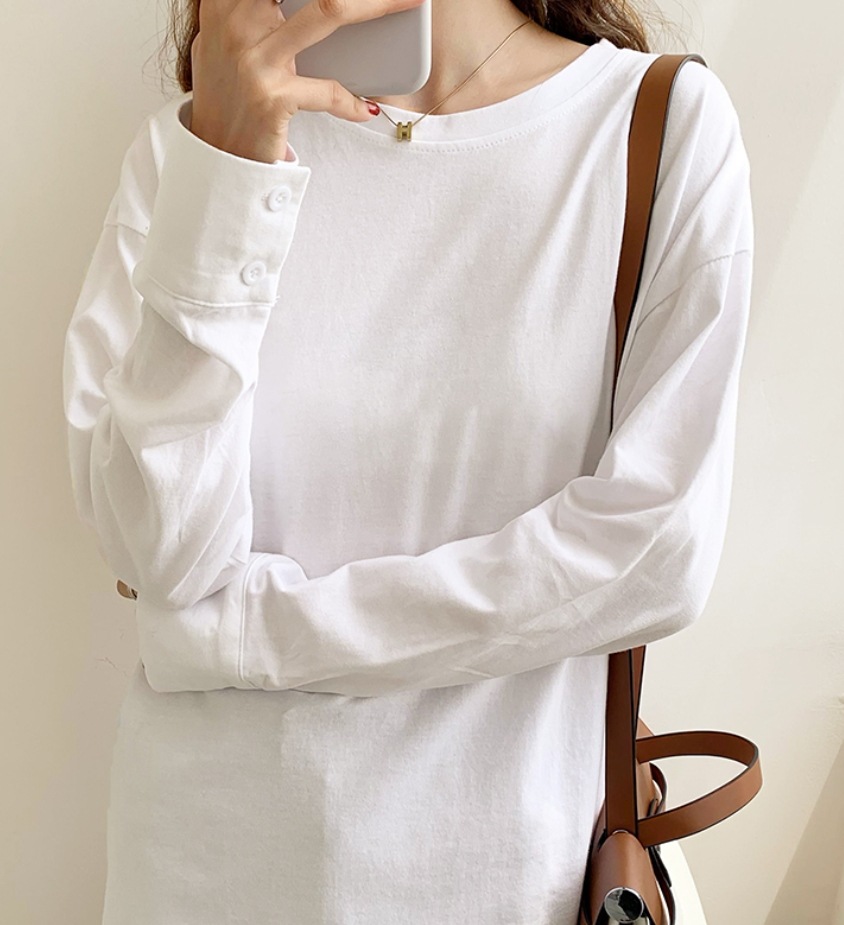 トップス デート モテアイテム カットソー ラウンドネック コットン 無地 ルーズ 可愛い きれいめ 上品 おしゃれ かっこいい 可愛い ラブリー キュート ガーリー クール モード系