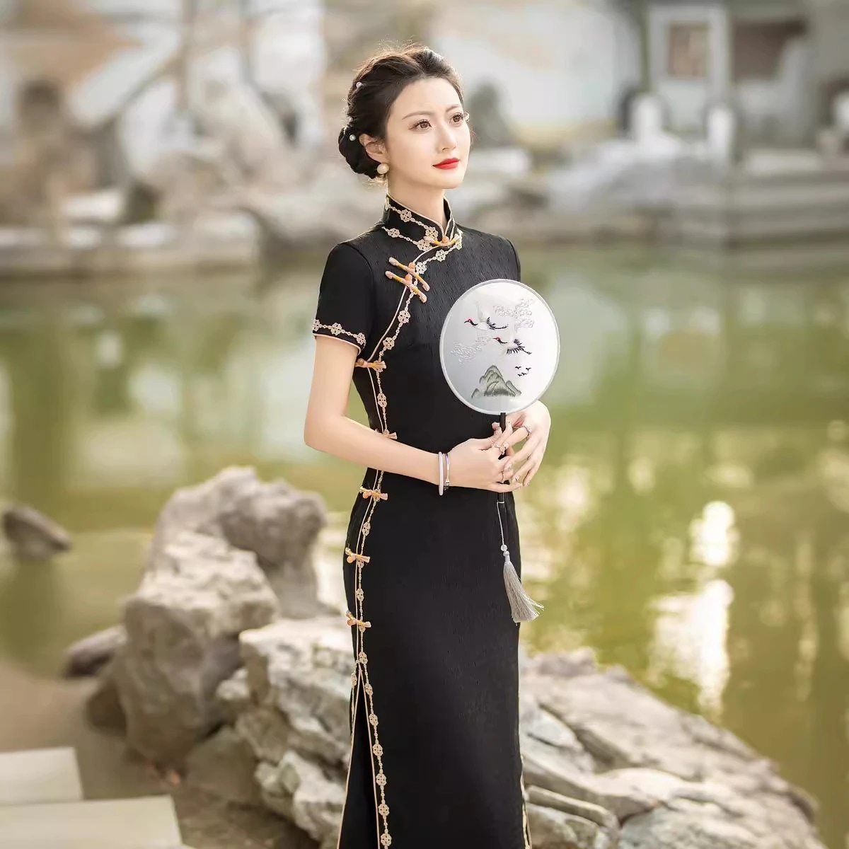 ワンピースドレスドレス2025春と夏の長いレトロ漢服スタイルスタイルスリム改善ショー毎日