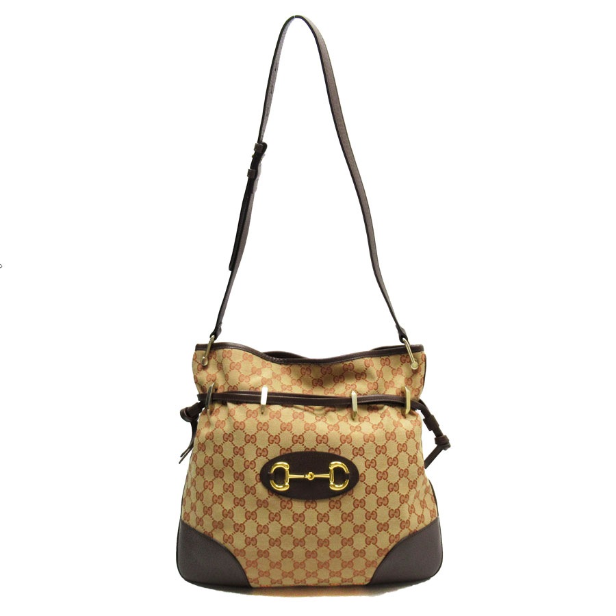 グッチ GUCCI ショルダーバッグ GGキャンバス ホースビット キャンバス/レザー オレンジベージュ/ブラウン ゴールド レディース 602089 w0207a