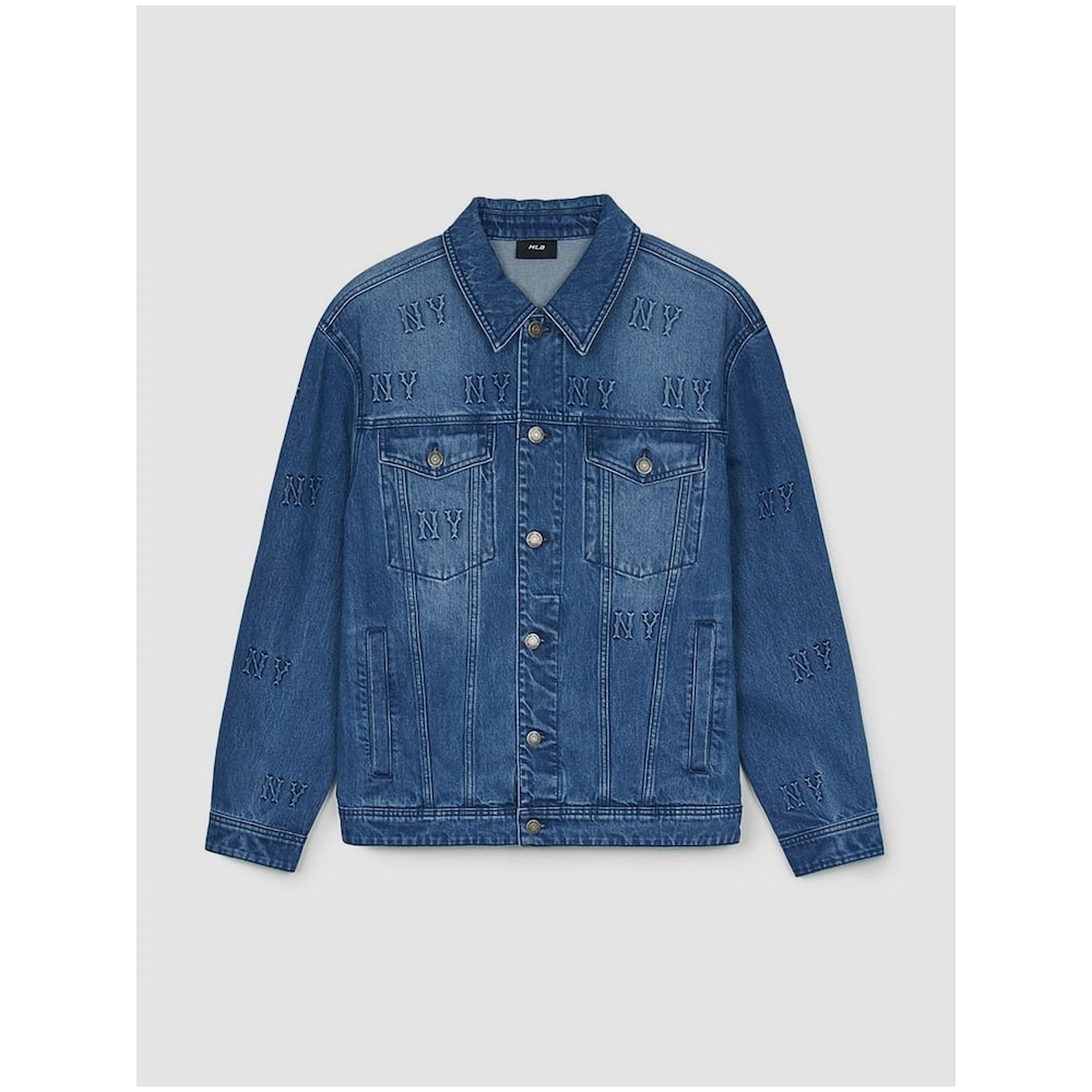 MLB クラシックモノグラムボリュームエンボスミックスデニムジャケット NY (インディゴ) QHHC3ADKM0444-50INS