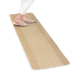 優踏生 洗いやすいキッチンマット ベージュ 約45cm180cm (洗える 台所マット ロング おしゃれ 日本製 ずれな