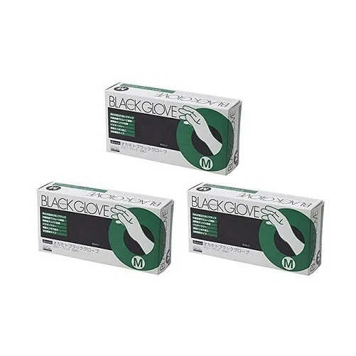 【3個セット】ブラックグローブ 50枚入 M