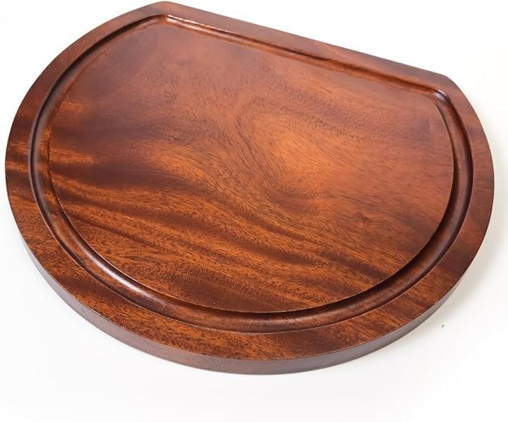 徳成 半月まな板 木製漆塗り/D型 33.5x28.5x厚2cmおしゃれなカッティングボード TBM-101(茶色(うるし色), 長さ33.5 x 幅28.5 cm)