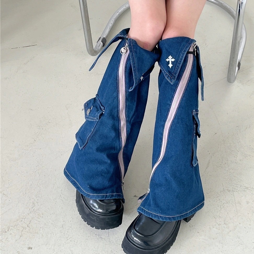 女性用デニムレッグカバーロリータサブカルチャーパンク痩身高耐久カバー