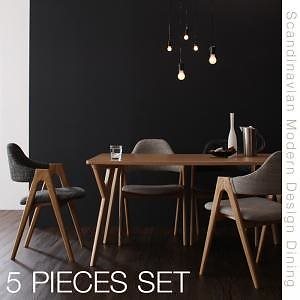[組立設置付]北欧モダンデザインダイニング [イラーリ] 5点セット(テーブルW140+チェア4脚(サンドベージュ))