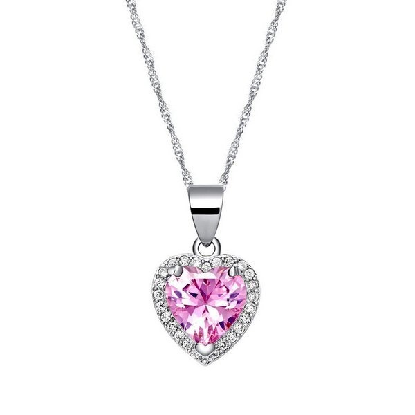 ピンクストーンハートキュービックネックレス送料無料！ ルピス