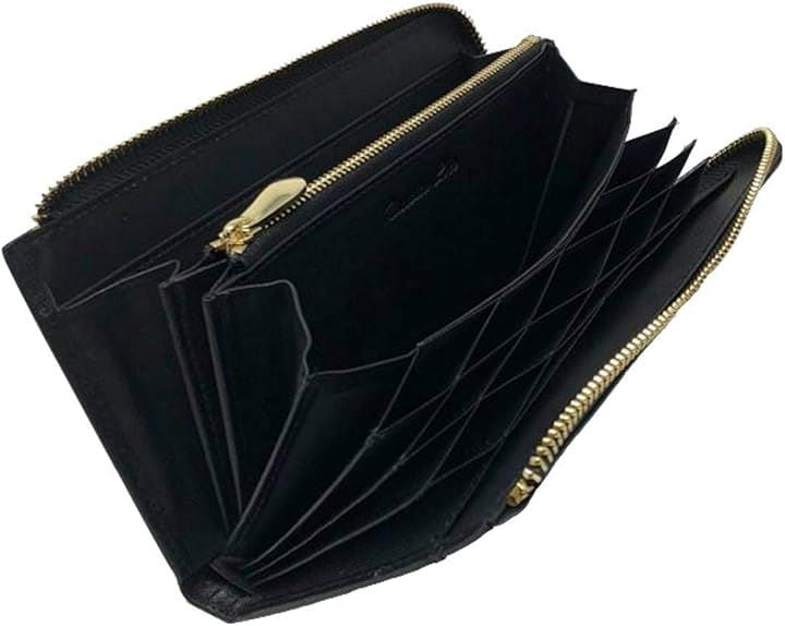 長財布 メンズ 革 こだわりの縦収納 本革 ラムレザー Ｌ字 大容量 カード17枚収納( ブラック)