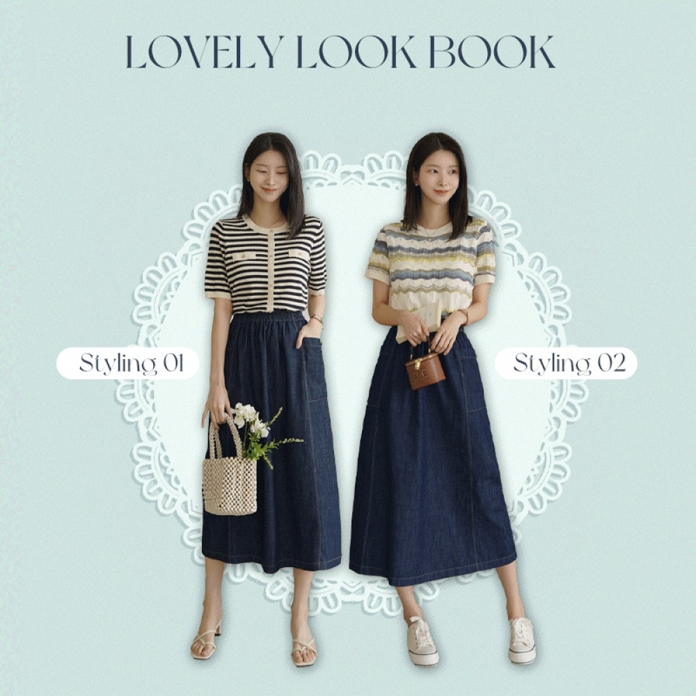 クリック＆ファニーフィレットステッチデニムスカート [MLサイズ]