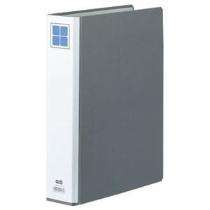 （まとめ） TANOSEE 両開きパイプ式ファイルE A4タテ 400枚収容 背幅66mm グレー 1冊 5セット