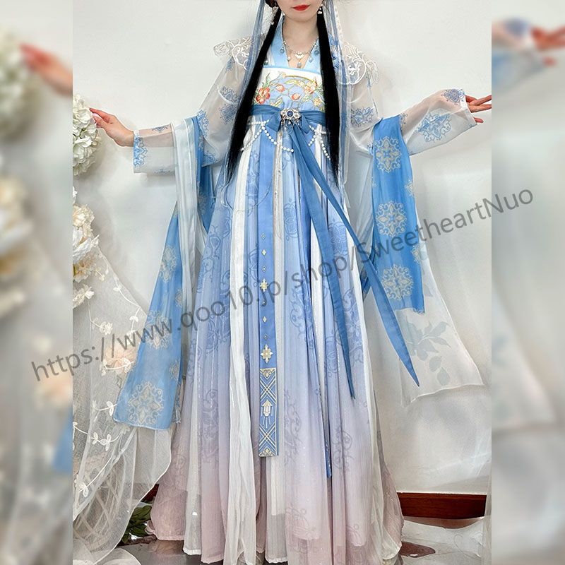 漢服女刺繍胸をそろえた漢要素スーツ仙気漂う日常春夏コスプレ スカート ロリスーツ ロリ可愛 メイド服 二次元 学園祭 文化祭