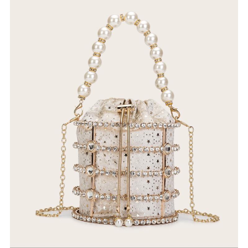 ハンドバッグ レディース オシャレ パーティー お呼ばれ フレンチ ニッチ フラワー パール 鳥かご エレガント 女性用 クロス ボディ