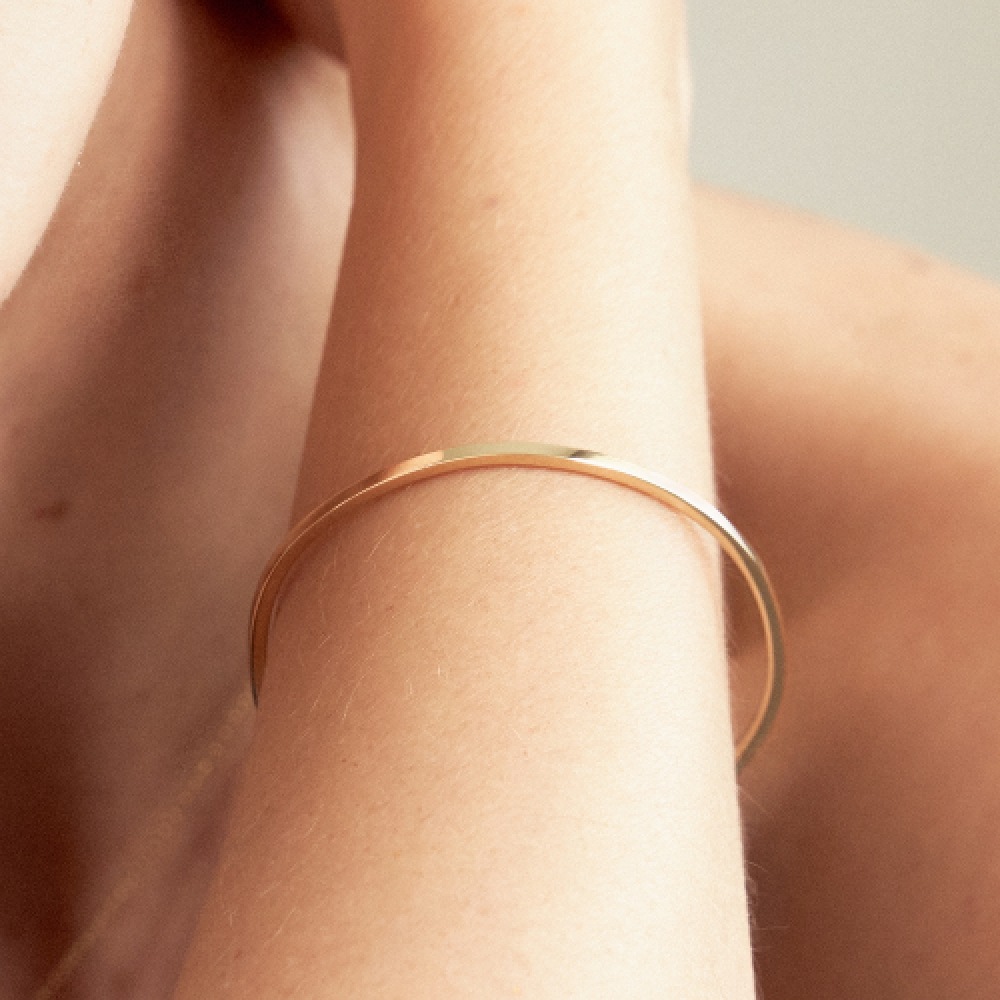 LUNNE 14k 2mm エッジスクエアバングルブレスレット K14ゴールド LFB06