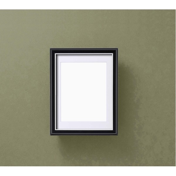 高級遺影額一般的な黒い遺影額 マット付き仏事用額葬儀額（遺影額）寸巾入山（290230mm） 面銀（銀のライン）