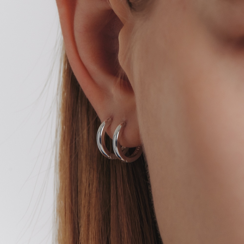 LUNNE シルバー 925 リバーシブルマットテクスチャワンタッチピアス #LSE74