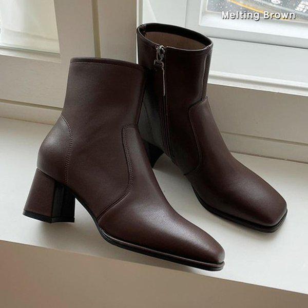 女性スリムフィットブーツ レザーアンクルブーツ MT81