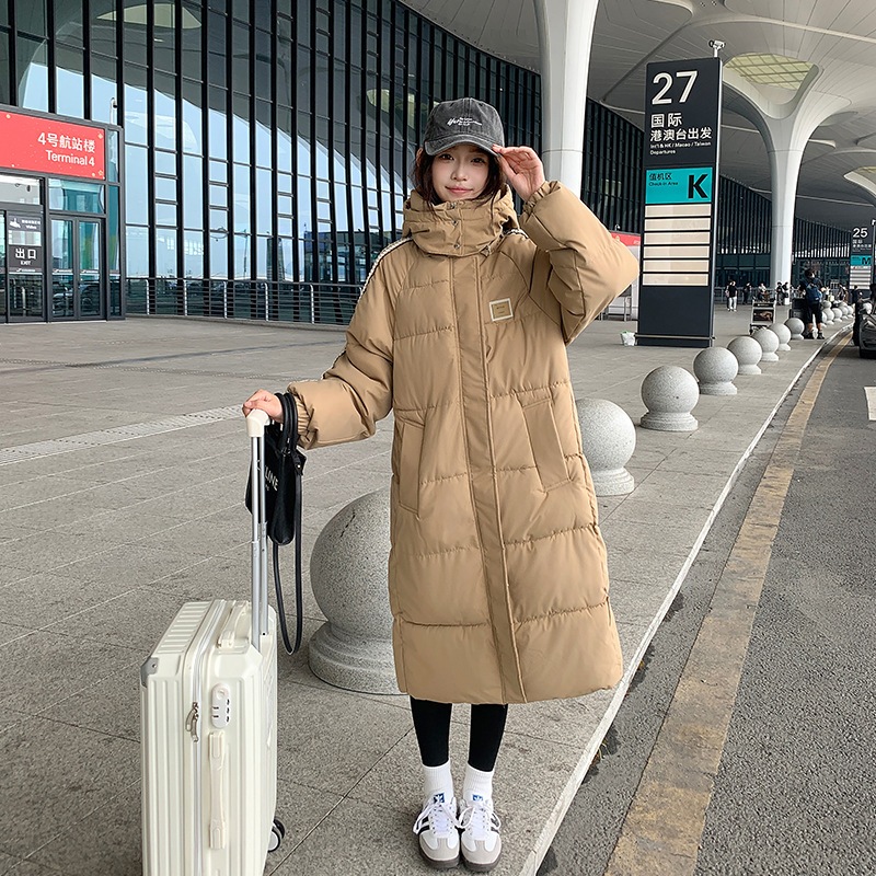 2024 新しい冬韓国スタイルルーズミッドレングスダウンコットンジャケット女性の肥厚コットンジャケット膝上のコットンジャケットパンジャケット