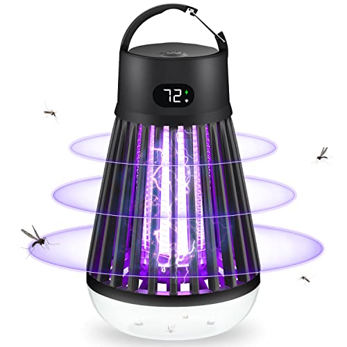 電撃殺虫器 捕虫器 【電撃殺虫灯・LEDランプ2in1】 電気蚊取り器 usb充電式 2000mAh大容量 UV光源吸引式 殺虫ライト LED誘虫灯 薬剤不用 蚊除け 強力殺虫 電撃 殺虫器 吊り下げ