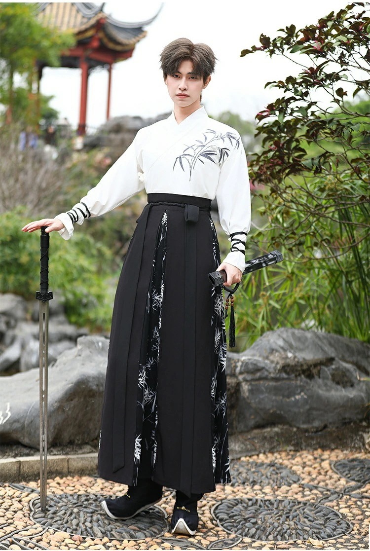 チャイナ服 メンズ 漢服 中華服上下セットアップ 大人 チャイナドレス 中華衣装 長袖 スカート 華流コスチューム 舞台 ステージ衣装 中国古代時代劇 仮装 変装 おしゃれ イベント ハロウィン衣装