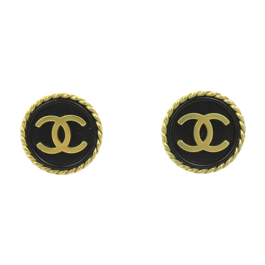 シャネル CHANEL イヤリング ココマーク メタル/プラスチック ゴールド/ブラック レディース e61184a