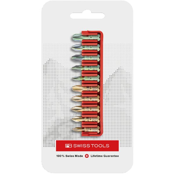 PB SWISS TOOLS ピービースイスツールズ 10本組 ショートタイプ プラス/ボジドライブビットセット ビットホルダー付 パッケージタイプ C6.706CN