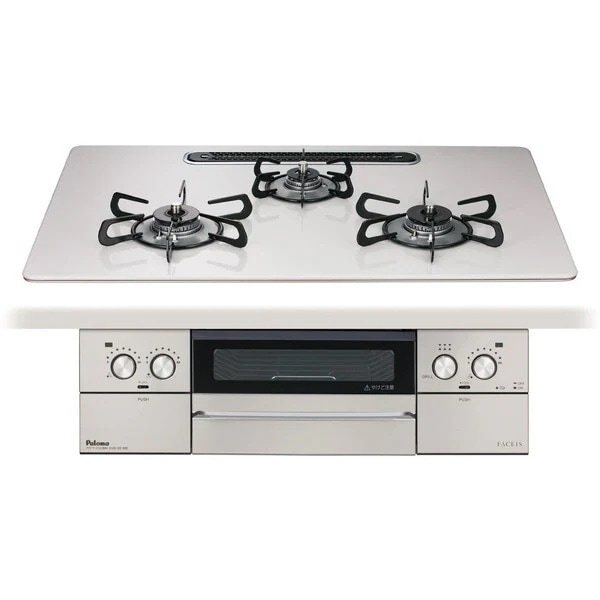 ビルトインガスコンロ プロパンガス用 3口 左右強火タイプ 幅75cm PD-893WS-U75CV-LP ティアラシルバー FACEIS GRAND (フェイシス グランド)