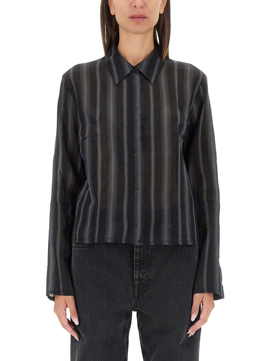 W4242AN_NOIRSTRIPESHEERCOTTONSILK ブラック 秋冬2024 シャツ レディース ia