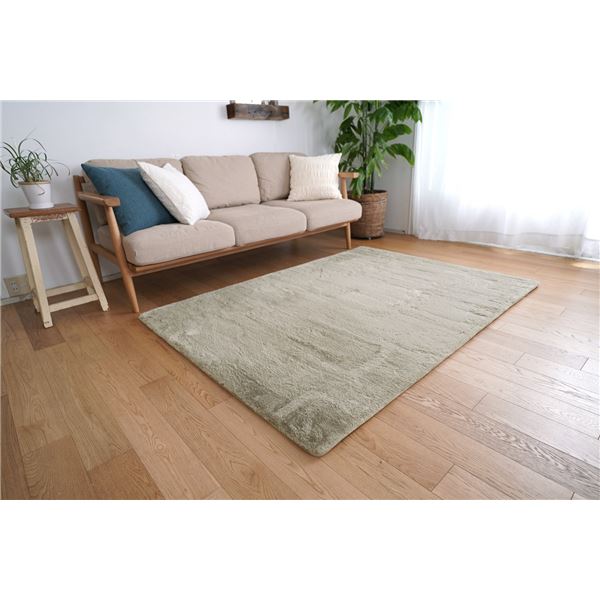 トシシミズ 低反発高反発ラビットファーラグ 約幅130x長さ190cm フェザーグレー