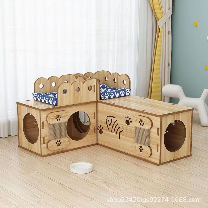 11 猫の巣はすべての季節猫のトンネル木製の猫の掘削猫のスクラッチボード猫の家ペットの巣猫の家 5,984円