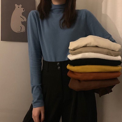 145Oボトムシャツレディースハーフハイネックデベルベット長袖Tシャツlスリムインナー小さめシャツパッド入り厚手トップ潮 53,999円