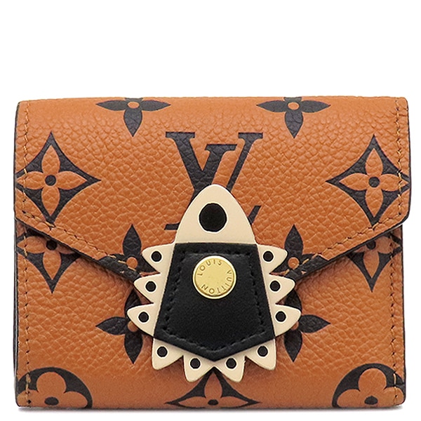 ルイヴィトン LOUIS VUITTON 三つ折り財布 ポルトフォイユ ゾエ モノグラムアンプラント キャラメル ゴールド金具 茶 コンパクトウォレット LVクラフティ M69511 SP2250 【