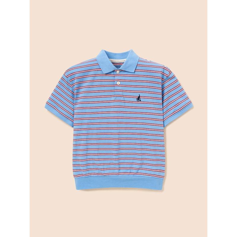 サトリアル ストライプ ティカラ 半袖Tシャツ - スカイブルー