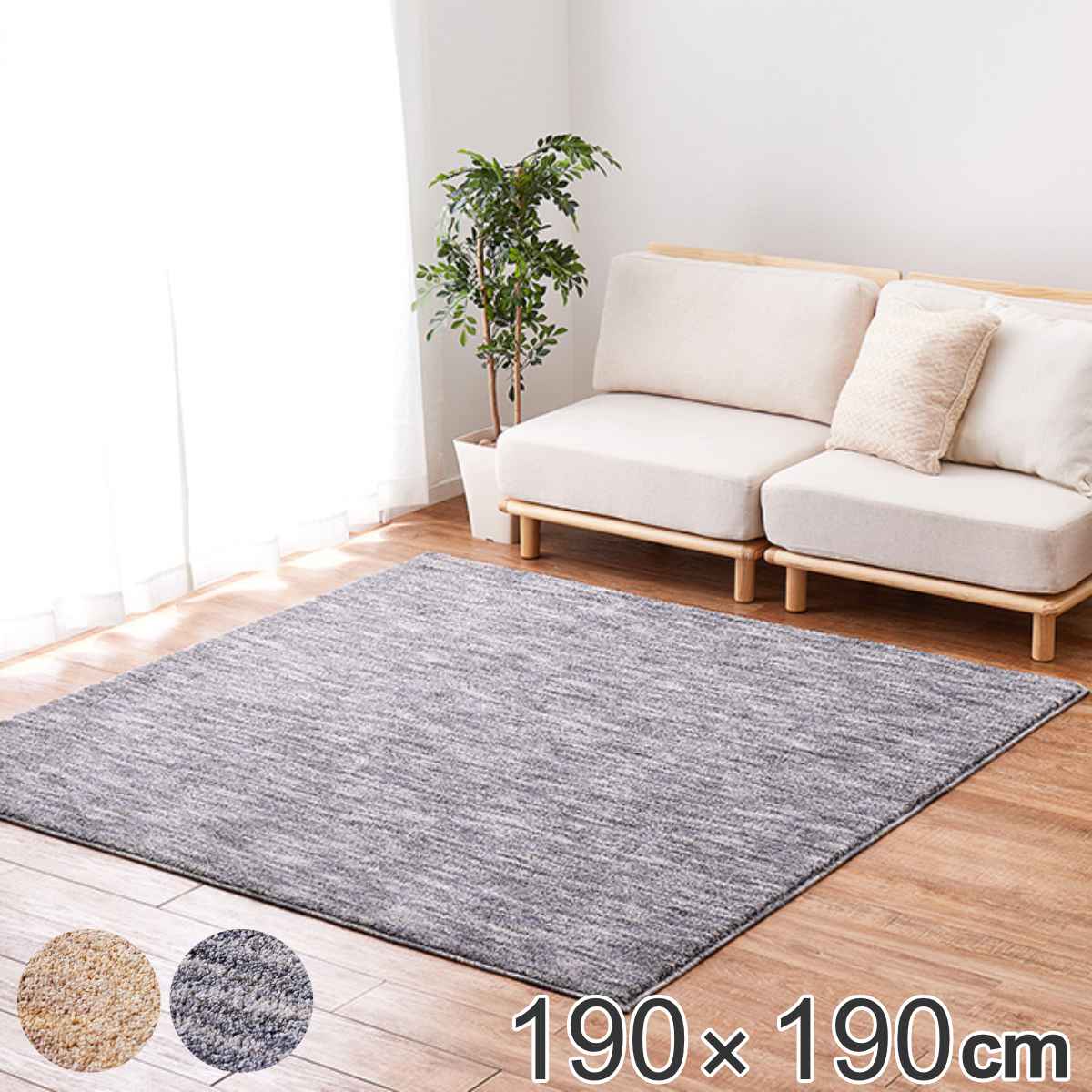 ラグ 染めにこだわったナイロン 国産高機能ラグ ビビ 190x190cm ラグマット カーペット 床暖房 ホットカーペット 対応 抗菌 防臭 防ダニ 防音 制電 防炎 お掃除ロボット ナイロン
