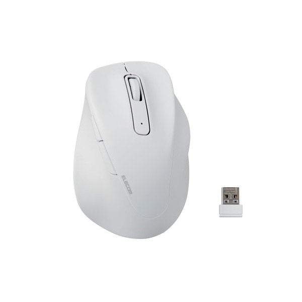 M-XGL30DBSKWH ワイヤレスマウス 静音 無線 2.4GHz 5ボタン 右手専用 抗菌 Lサイズ EX-G ホワイト メーカー直送
