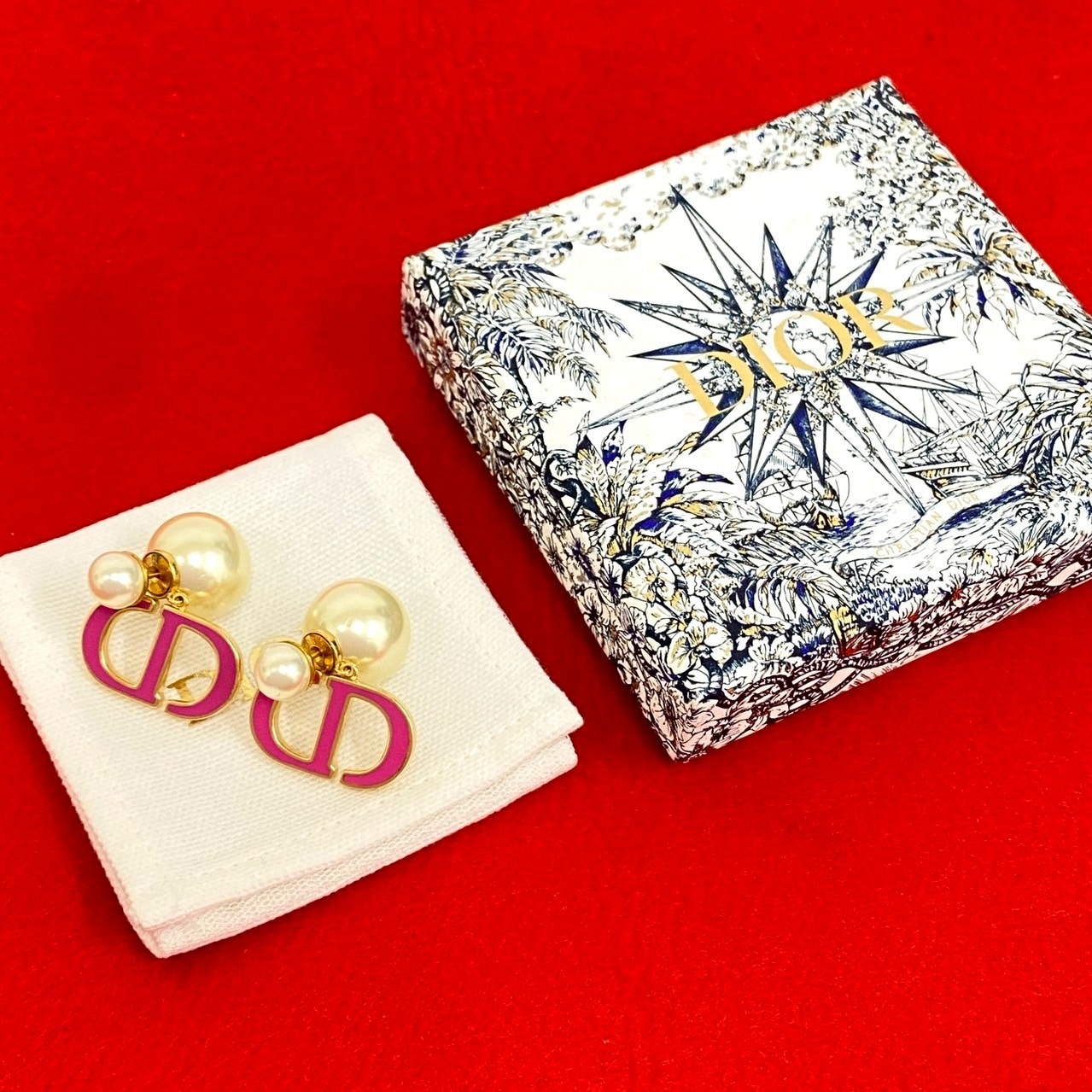 CD ロゴピアス GP フェイクパール ピンク 09186
