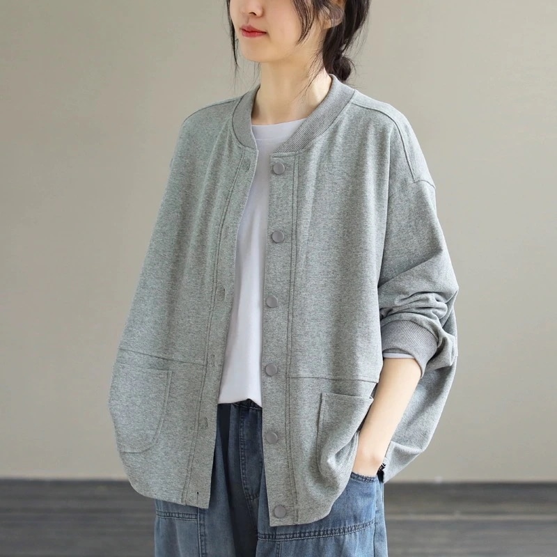 大きいサイズ春服2024型シンプルでカジュアルなコート韓国野球服のゆったりとしたカーディガン春アウター