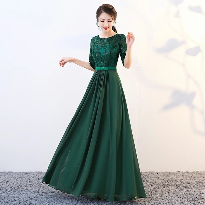 時限買いパーティードレス カラードレス 演奏会 イブニングドレス 五分袖 ロングドレス 結婚式 フォーマルドレス 花嫁 ロング 二次会 カクテルドレス エンパイア aラインドレス コンサート 発表会