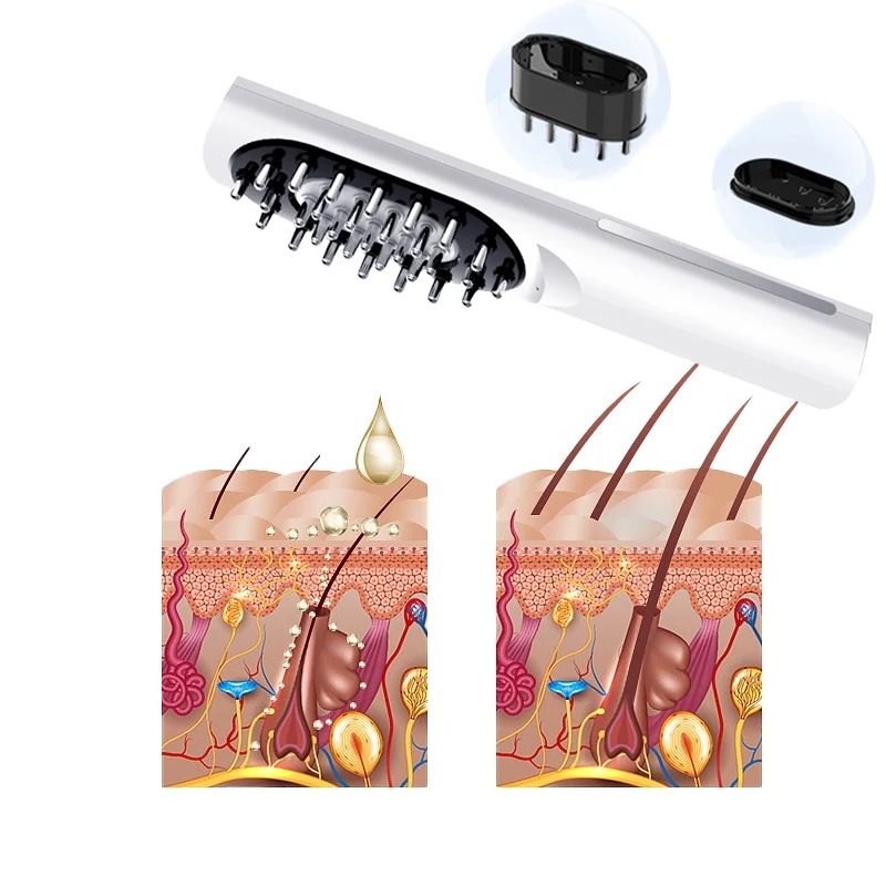 マイクロカレントマッサージャー,コーム,洗髪,光沢,LED,赤,振動マッサージ