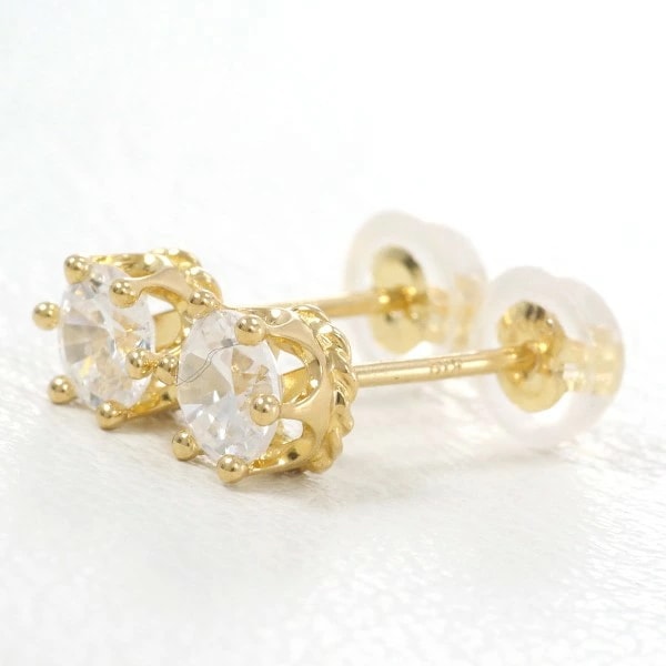 K18 18金 YG イエローゴールド ピアス ジルコニア 総重量約0.7g ジュエリー 中古 8,483円