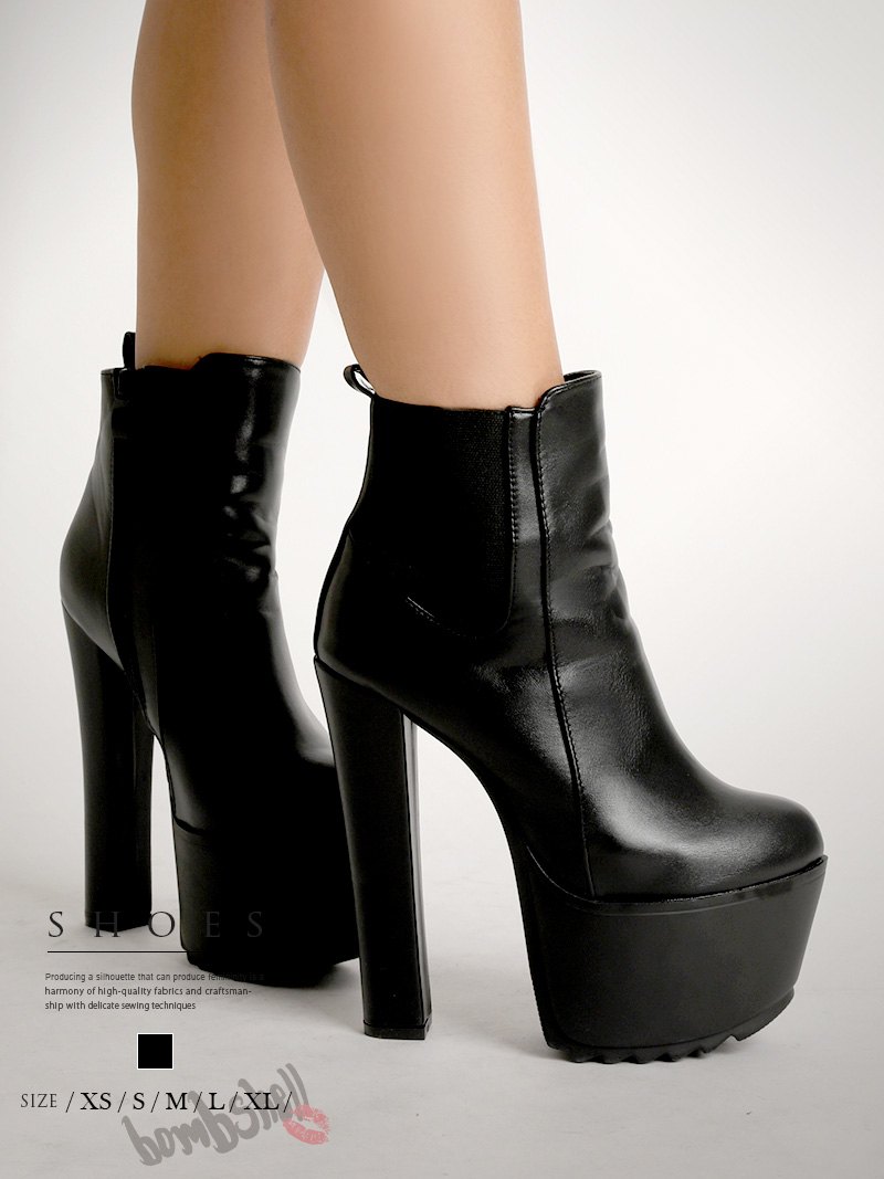 ブーツ ダンスシューズ ハイヒール フェイクレザー 厚底 ブーツ ショート エナメル ダンスシューズ 靴 軽量 イベント bombshell