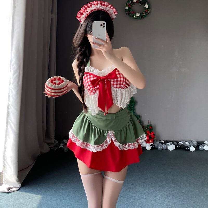 （４点セット）誘惑 クリスマス コスプレ 配色 仮装セクシーランジェリー